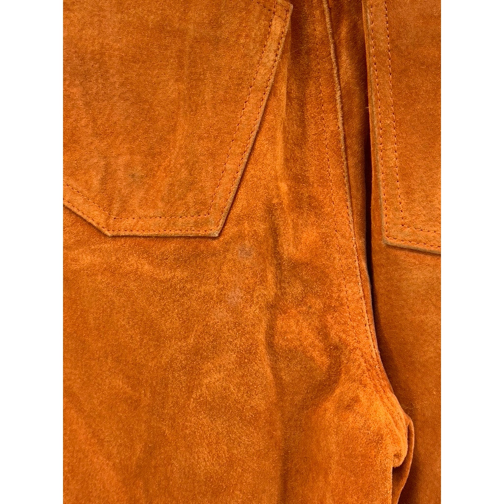 EVAN DAVIES Women’s Vintage Orange Leather High-Rise Straight Leg Pant SZ L