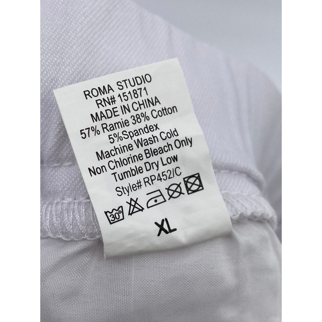 ROMA STUDIO Women's White Regular-Fit Drawstring Pull-On Shorts SZ XL