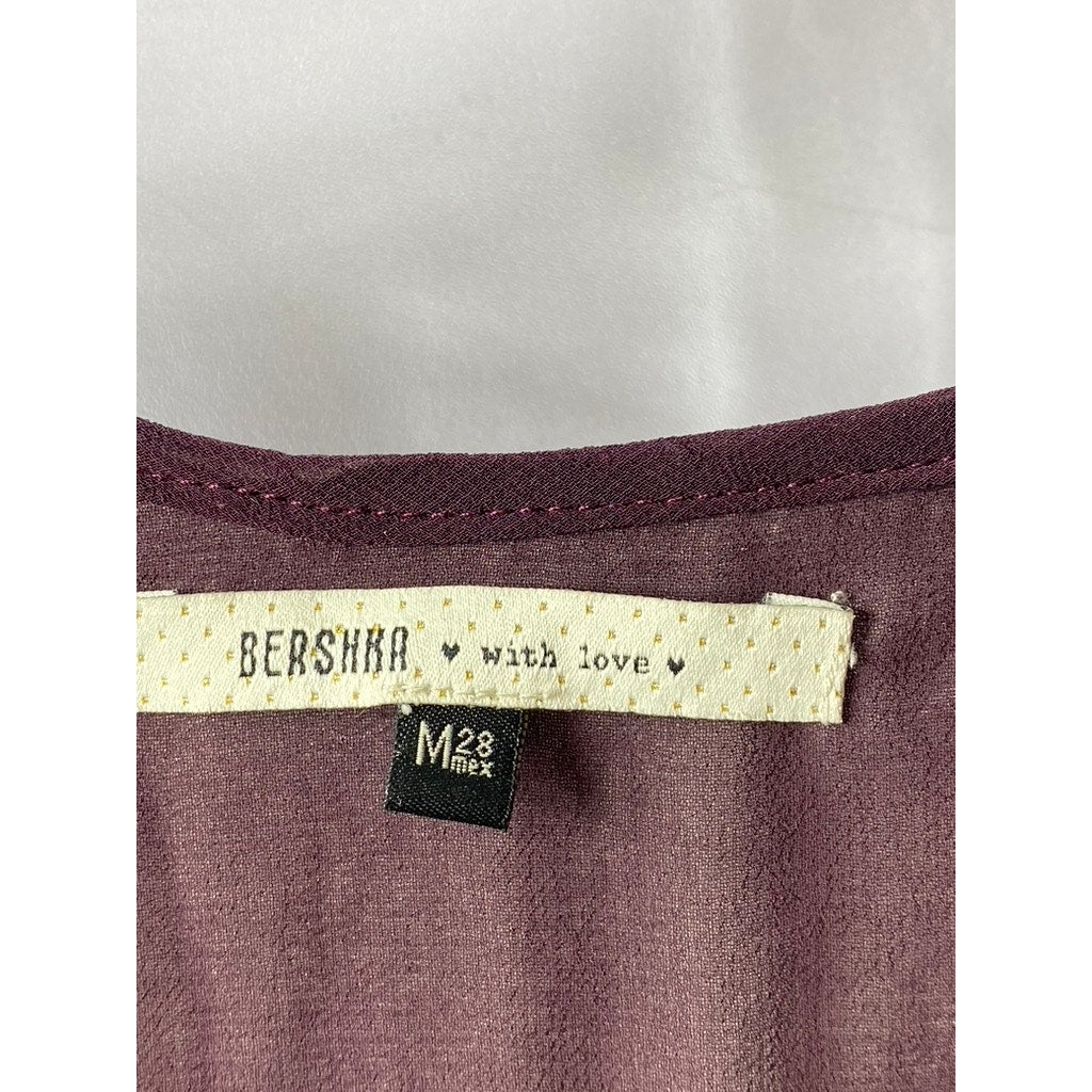 BERSHKA Women’s Multi-Color Palm Print Scoop-Neck Casual Tank Mini Dress SZ M