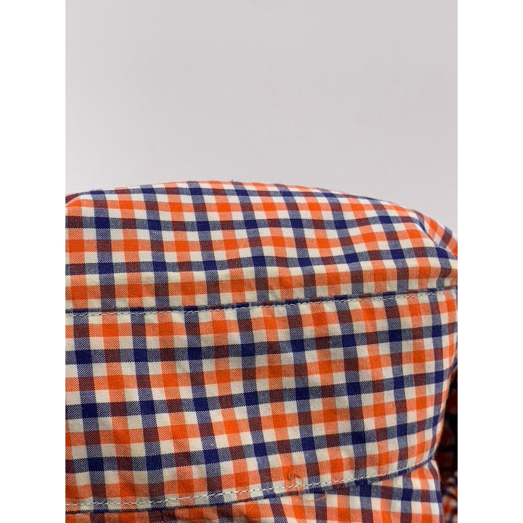 POLO RALPH LAUREN Men's Orange-Navy Gingham Button-Up Long Sleeve Shirt SZ 2XL