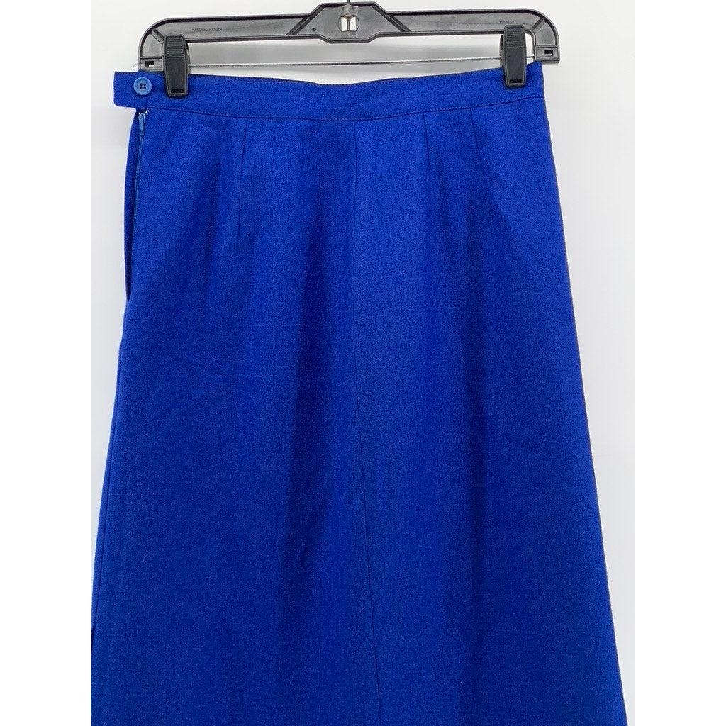 H.W. LTD Women's Royal Blue Wool A-Line Midi Skirt SZ 8