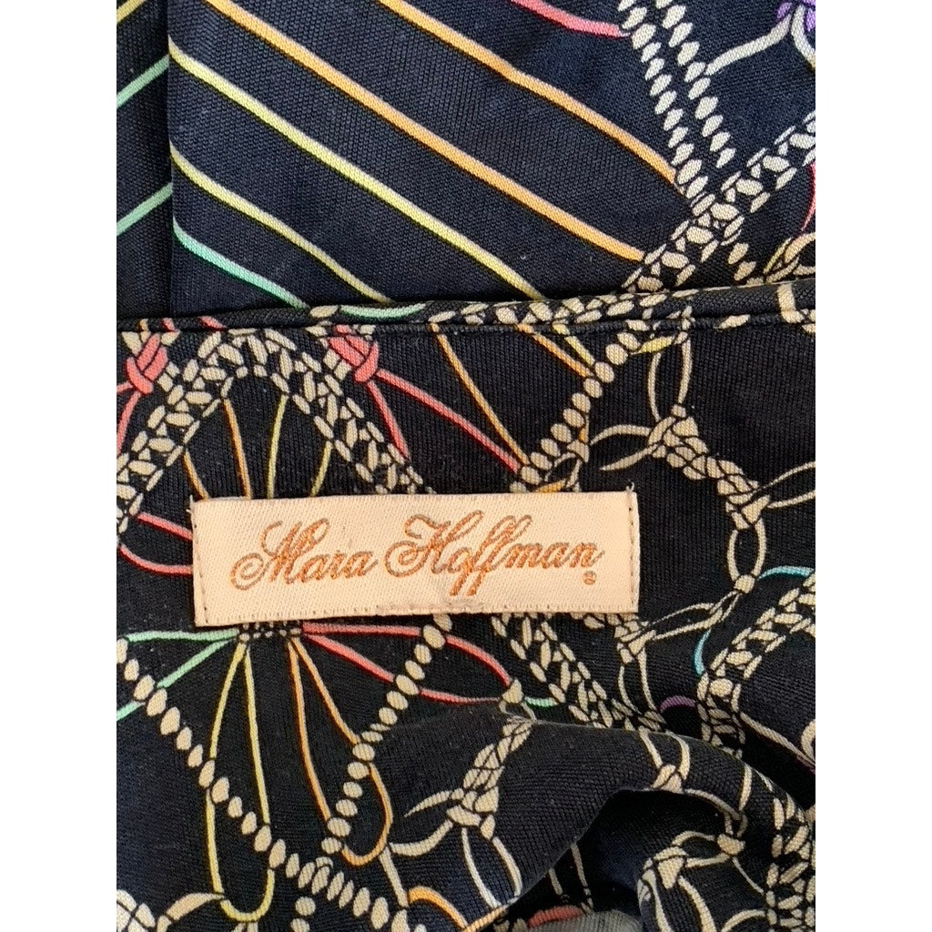 MARA HOFFMAN Women's Black/Multi Printed Halter Backless Maxi Dress SZ S