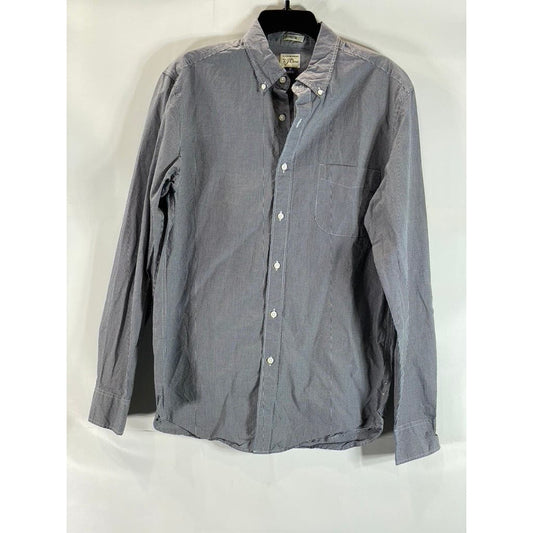 J. CREW Men's Black/White Mini Check Slim-Fit Button-Up Long Sleeve Shirt SZ M