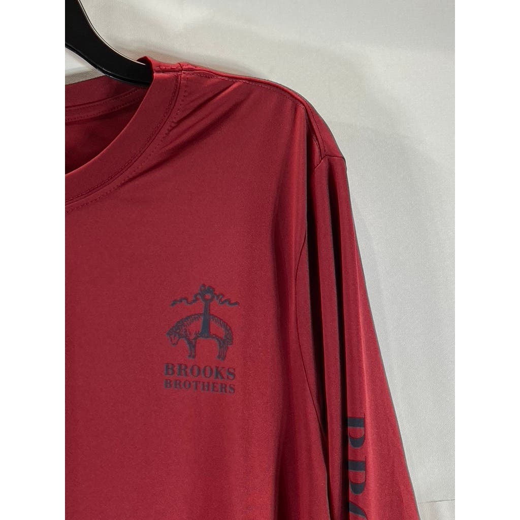 BROOKS BROTHERS Men's Red Crewneck 1818 Graphic Long Sleeve T-Shirt SZ S