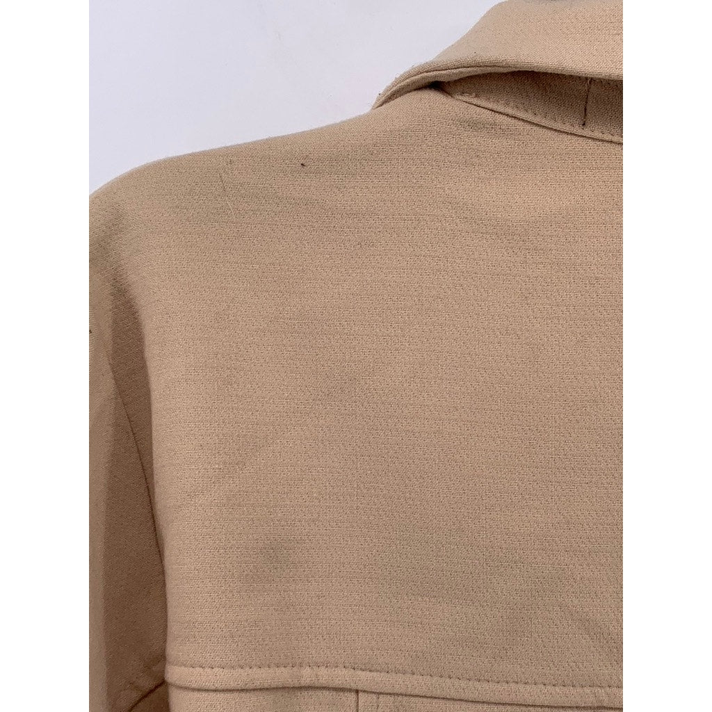 FOREVEVER 21 Women's Tan Button-Up Long Sleeve Cropped Jacket SZ S