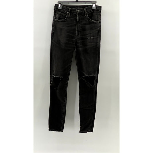 CITZENS OF HUMANITY Women's Washed Black Distressed High-Rise Skinny Jeans SZ 27