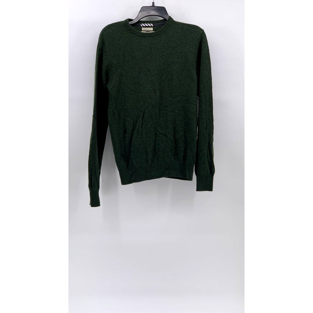 1901 Men's Dark Green Wool-Cashmere Crewneck Pullover Long Sleeve Sweater SZ S