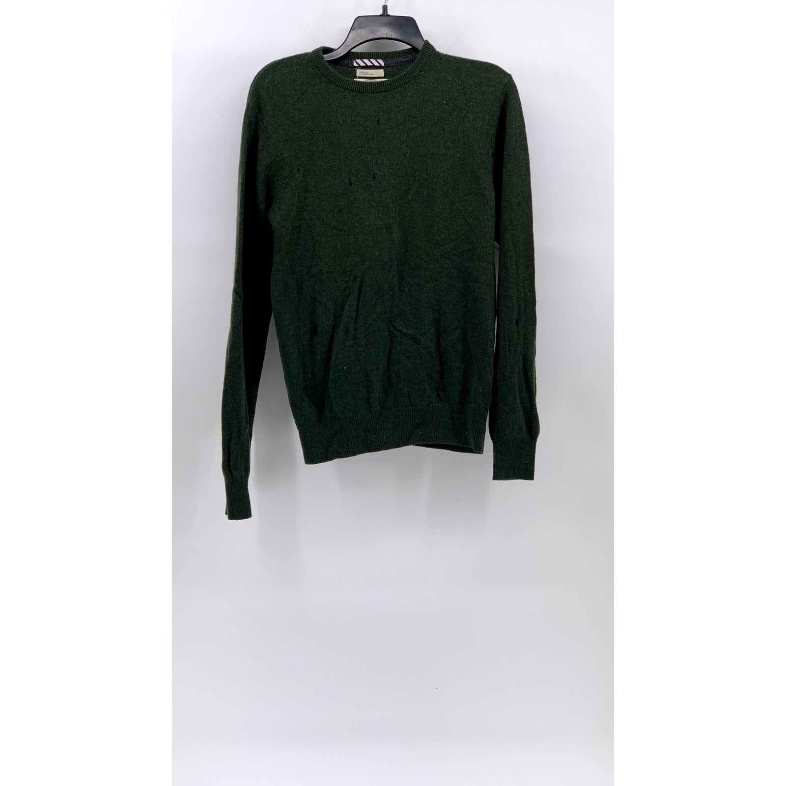 1901 Men's Dark Green Wool-Cashmere Crewneck Pullover Long Sleeve Sweater SZ S
