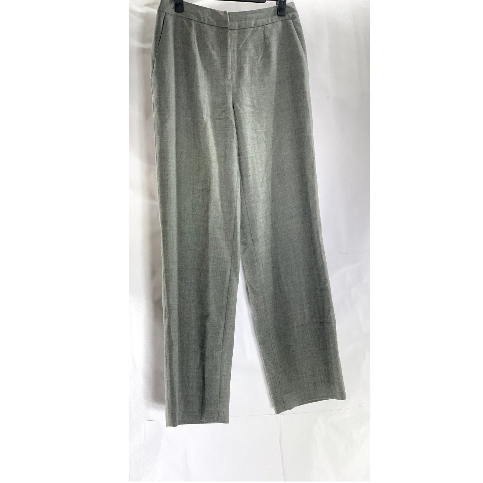 PETITE SOPHISTICATES Women's Gray Merino Wool Straight-Leg Dress Pant SZ 2