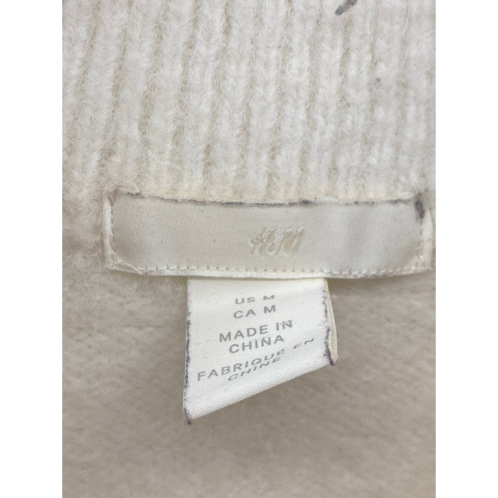 H&M Women's Cream Soft Knit Mock-Neck Long Sleeve Pullover Sweater SZ M