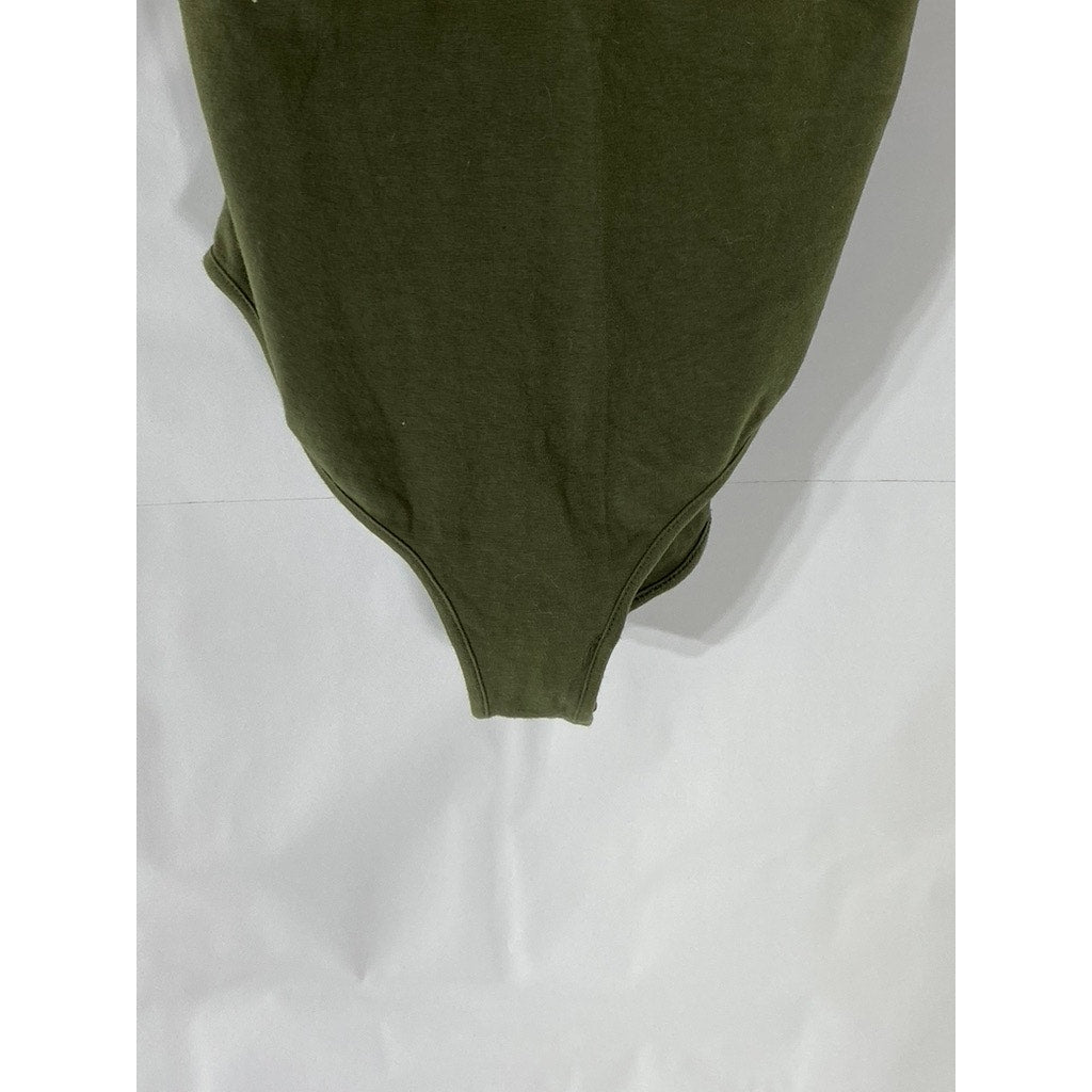 OUT FROM UNDER Women's Olive Green V-Neck Adjustable Strap Bodysuit SZ L