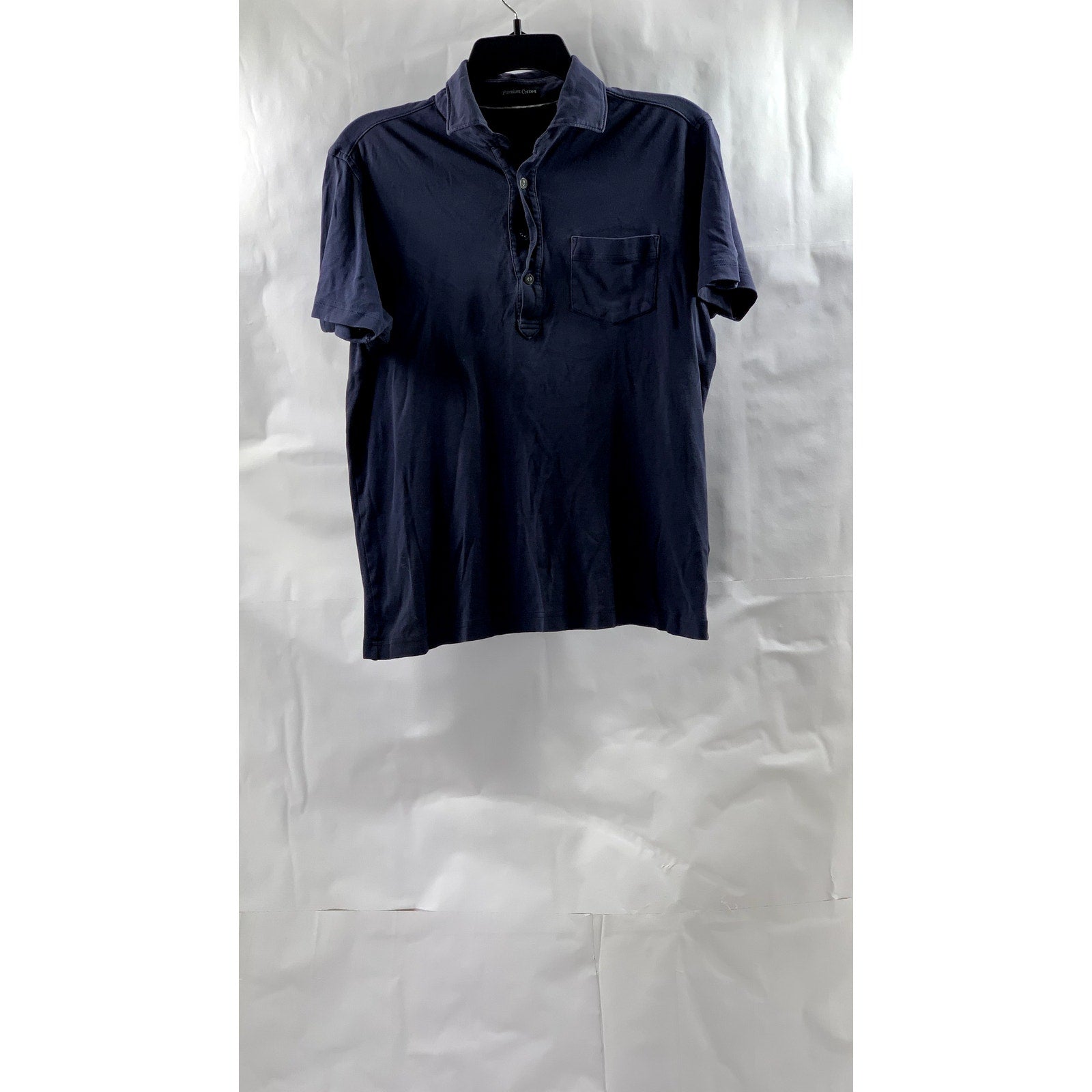 UNIQLO Men's Navy Blue Premium Cotton Short Sleeve Polo Shirt SZ S