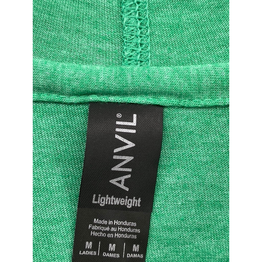 ANVIL Men's Green-Neon Yellow Lightweight Long Sleeve Hooded T-Shirt SZ M
