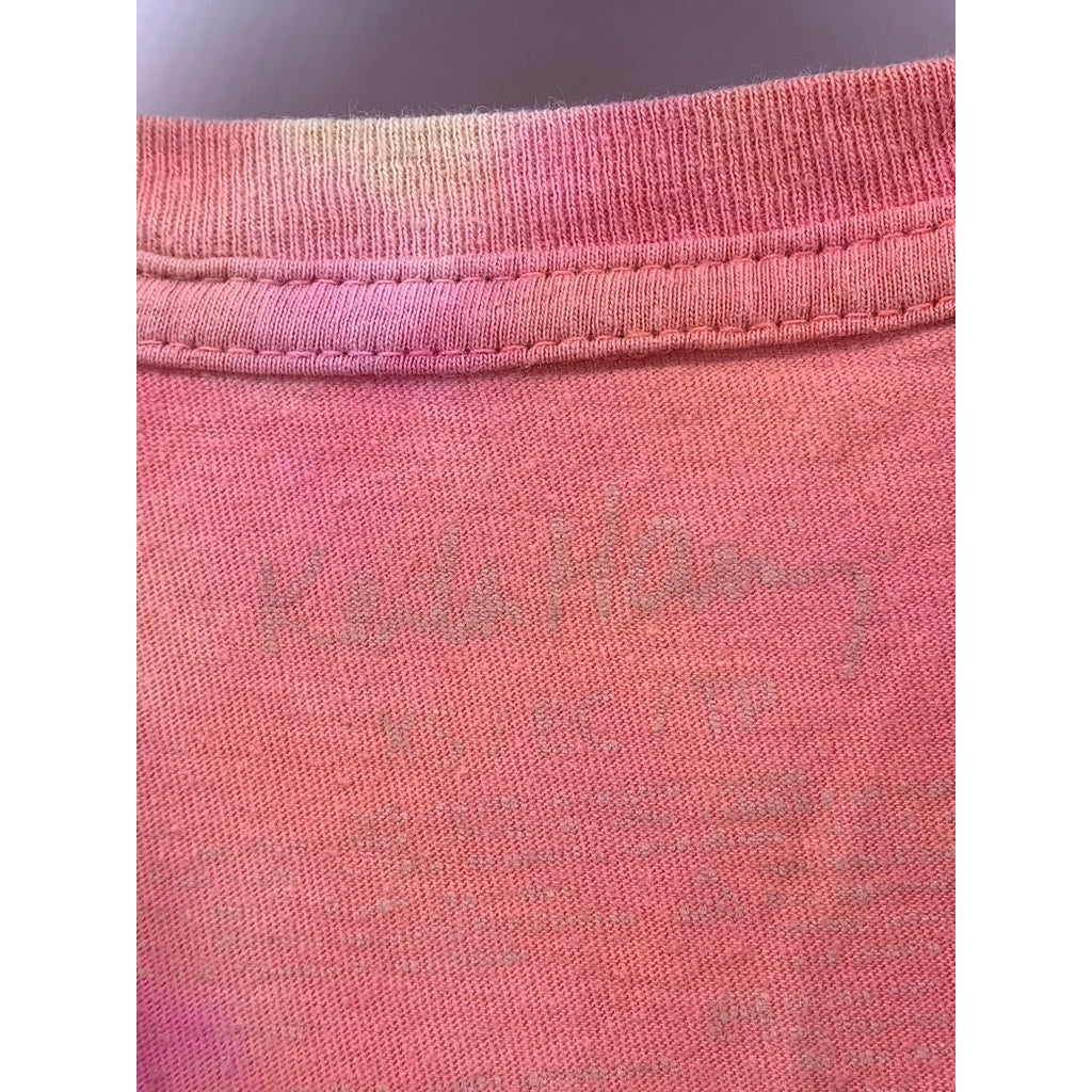 KEITH HARRING Women's Orange-Pink Tie-Dye Graphic T-Shirt SZ XS