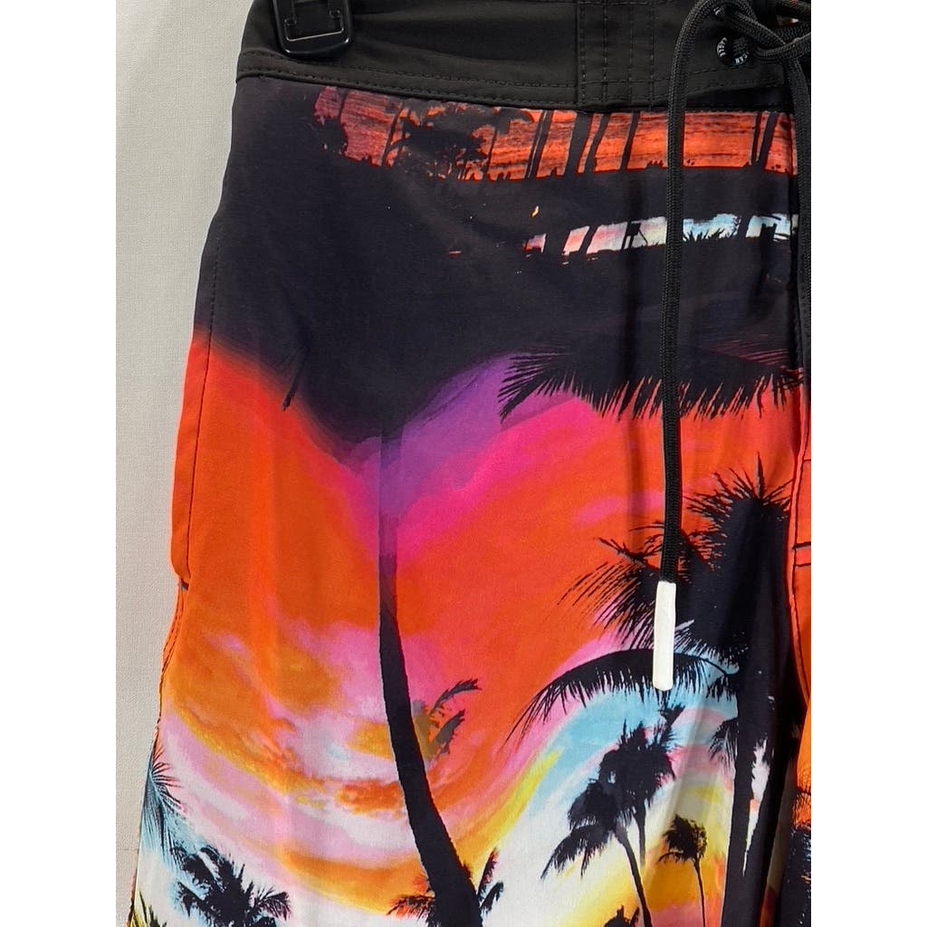 AMERICAN EAGLE Men's Red Tropical Print Drawstring Pull-On Board Shorts SZ S