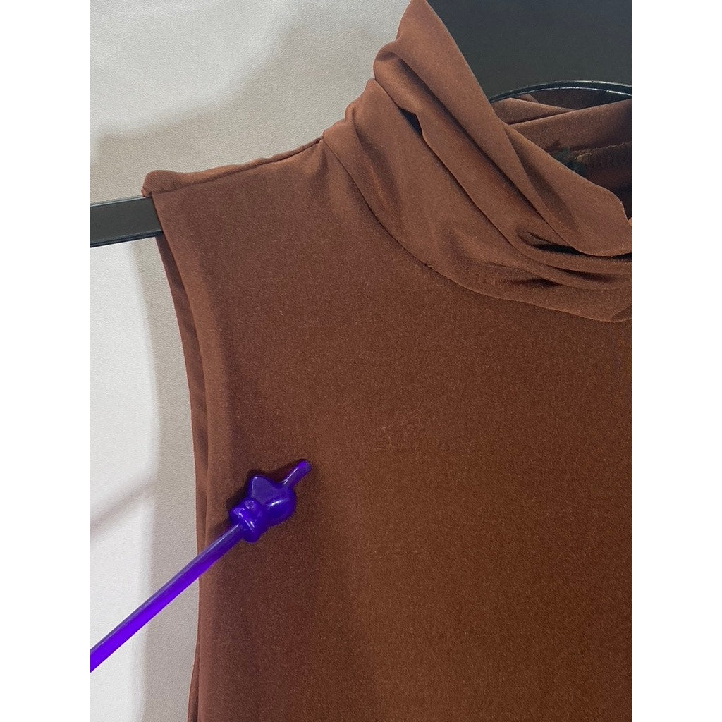 SHEIN Women's Chocolate Brown Mock-Neck Sleeveless Bodysuit SZ M