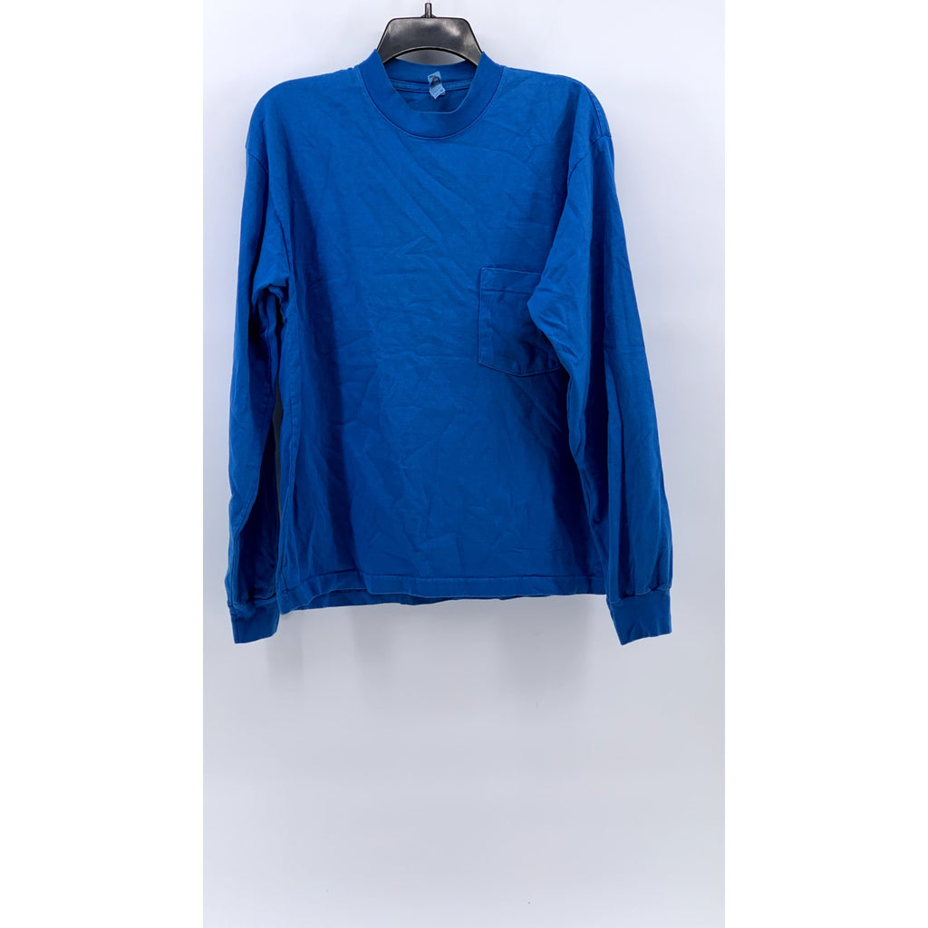 LOS ANGELES APPAREL Men's Blue Garment Dyed Long Sleeve T-Shirt SZ M