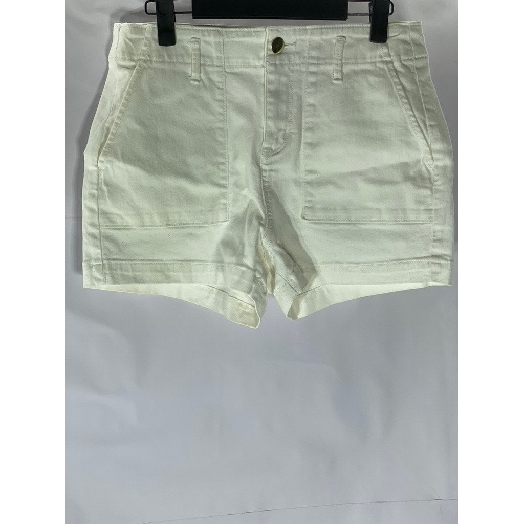 LOFT Women's White Solid Patch Pocket High-Rise Denim Shorts SZ 25
