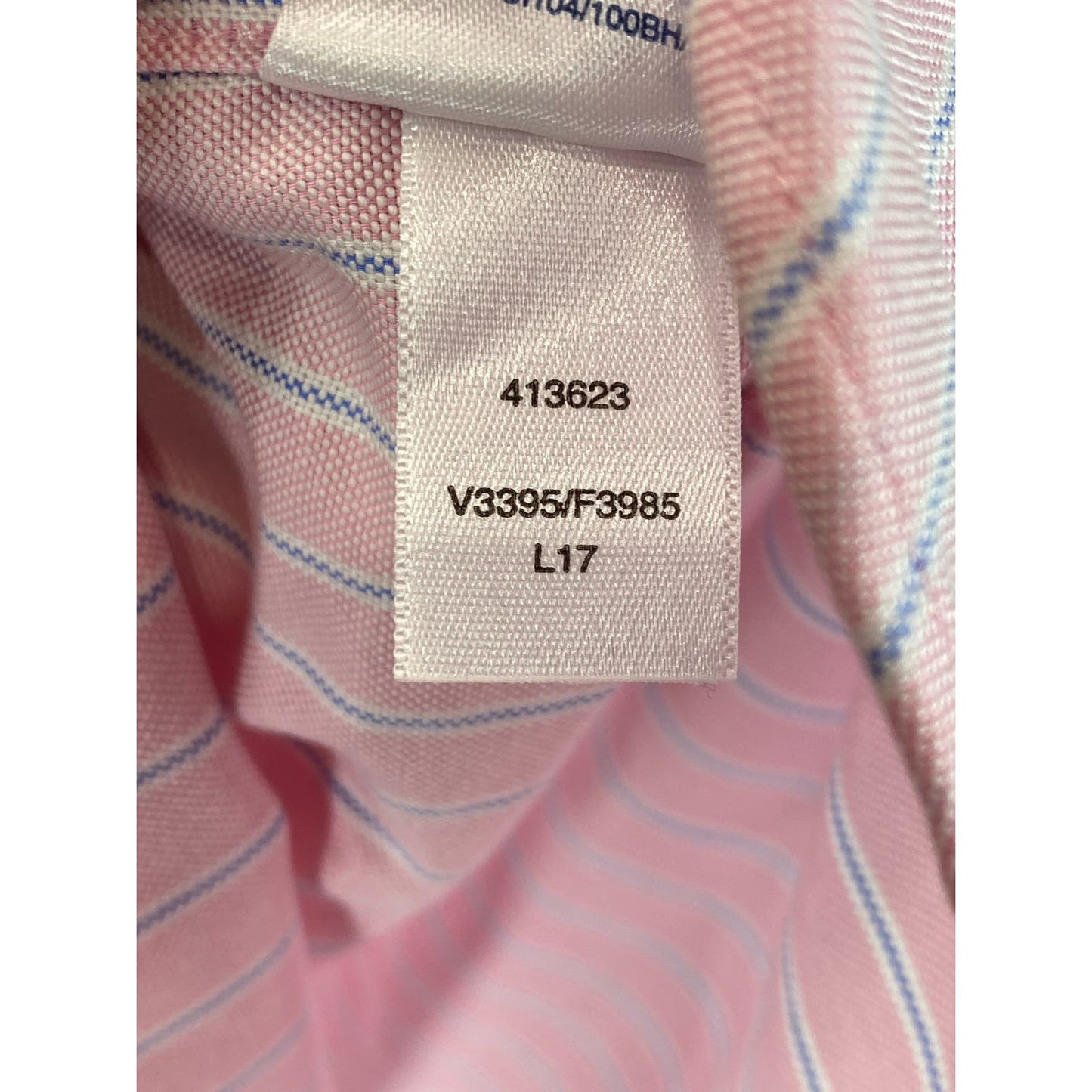 LANDS' END Men's Pink Striped Traditional-Fit No Iron Oxford Shirt SZ 17.5-34