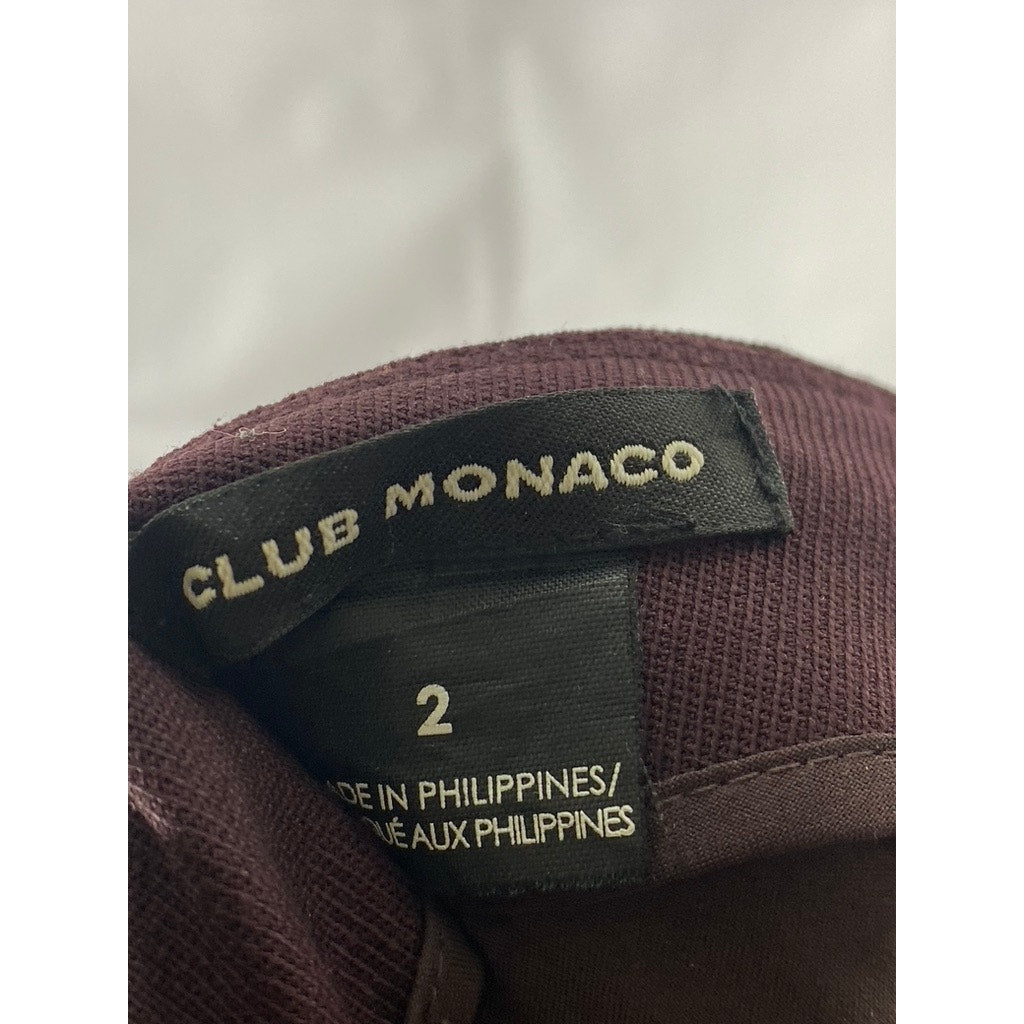 CLUB MONACO Women's Burgundy Wool-Blend Wide-Leg Dress Pant SZ 2