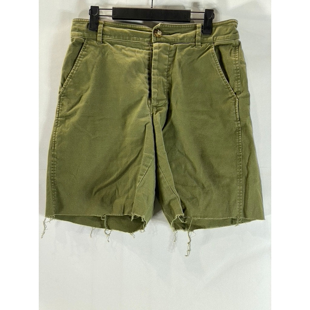 MADEWELL Women's Military Green Four-Pocket Raw-Hem Shorts SZ 28