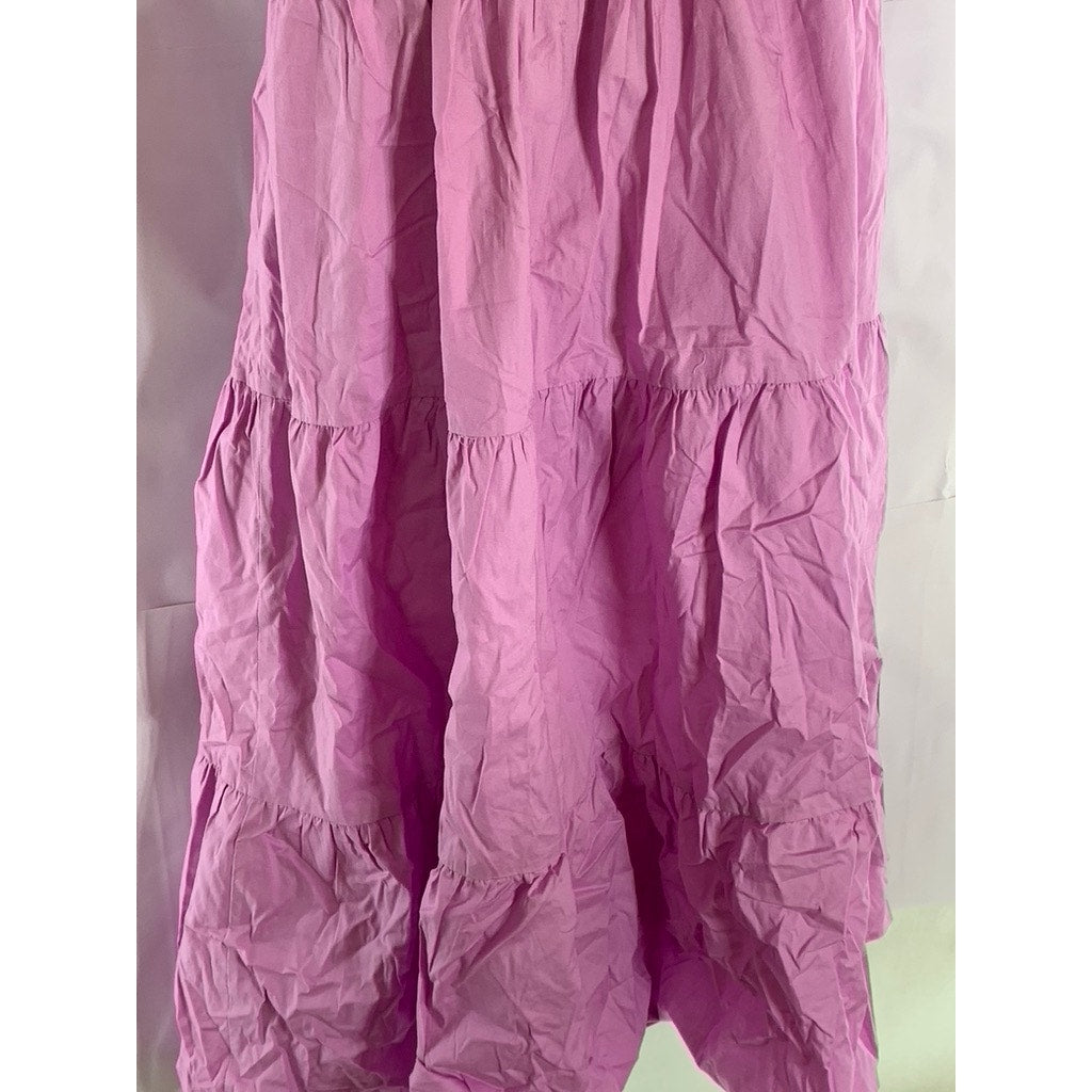 WAYF Women's Orchid Wisteria Smocked Tiered Adjustable Strap Midi Dress SZ M
