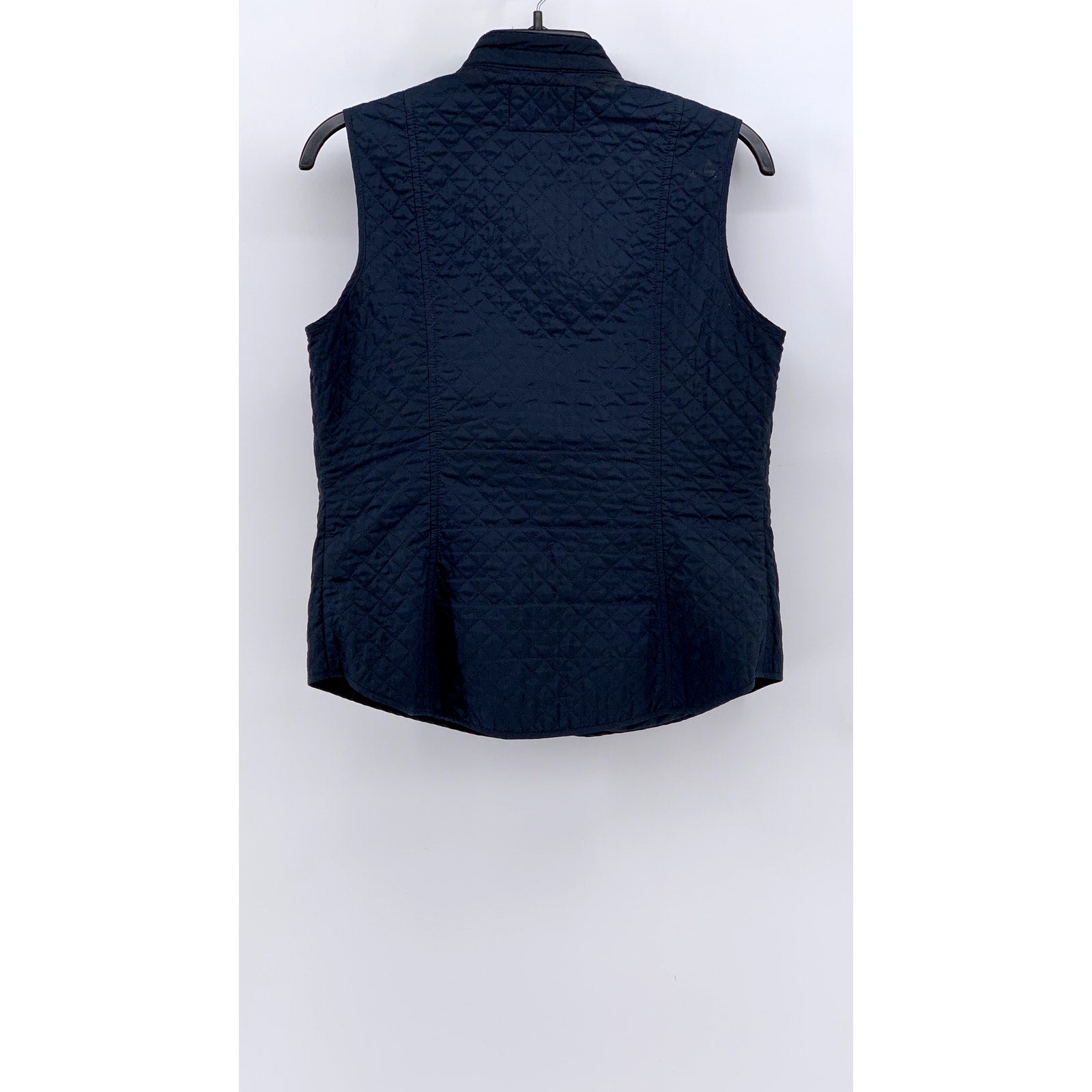 FACONNABLE Women's Navy Quilted Sleeveless Button-Up Vest SZ S