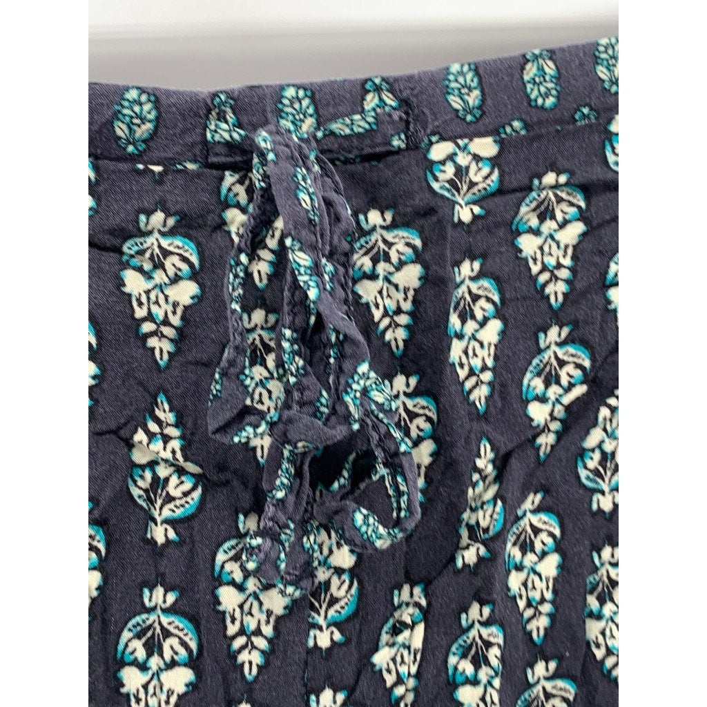 ARTISAN NY Women's Blue Printed Drawstring Relaxed-Fit Shorts SZ S
