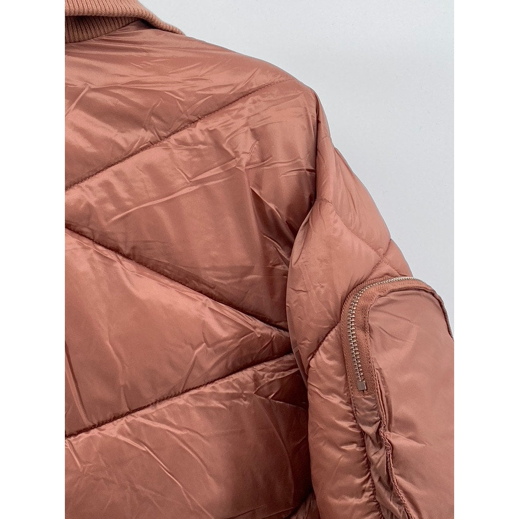 BERNIE BERNARDO Women's Rich Copper Zip-Up Stand Collar Puffer Jacket SZ S