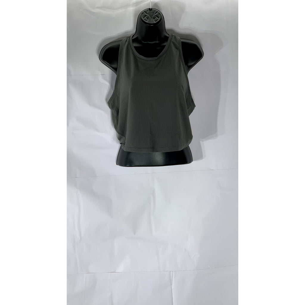90 DEGREE BY REFLEX Women’s Charcoal Ribbed Racerback Cropped Tank Top SZ XL