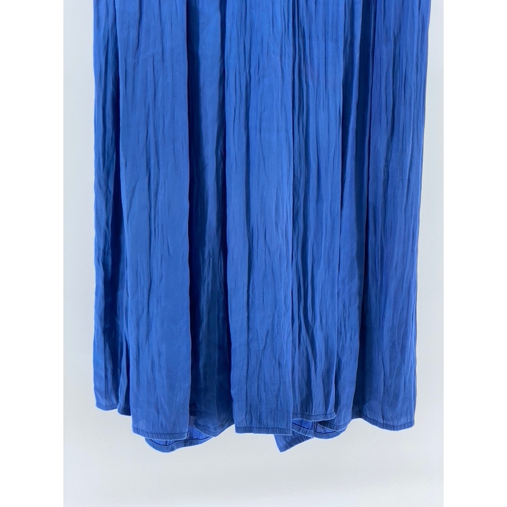 ABERCROMBIE & FITCH Women's Royal Blue Crinkle Pleated Loose-Fit Pants SZ 0