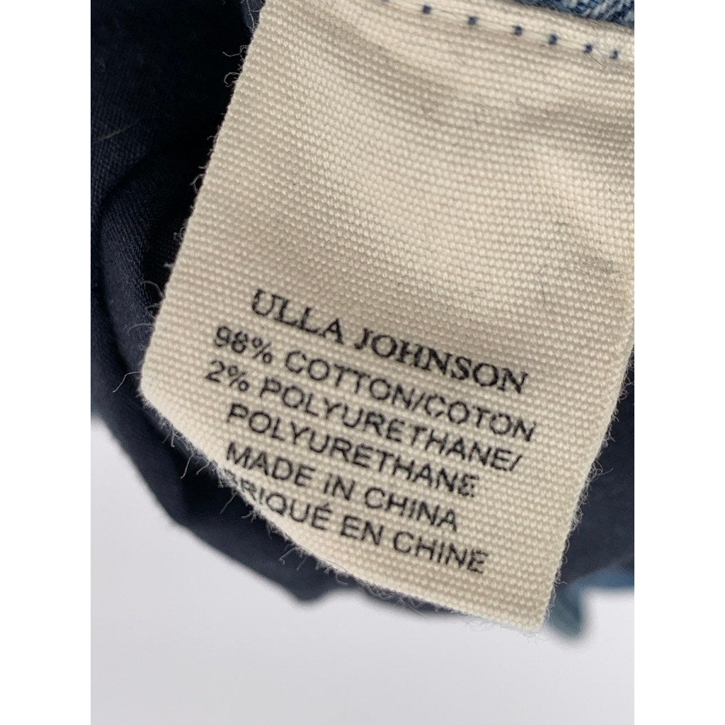 ULLA JOHNSON Women's Blue Denim Embroidered Polka Dot Skinny Leg Jeans SZ 2