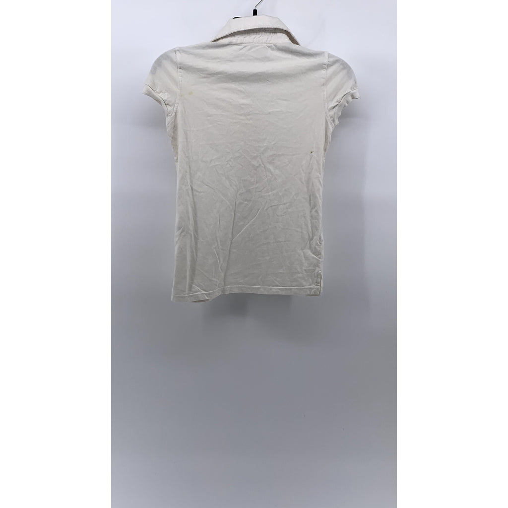 JOHN GALT Women's White Short Cap Sleeve Casual Polo Top SZ OS