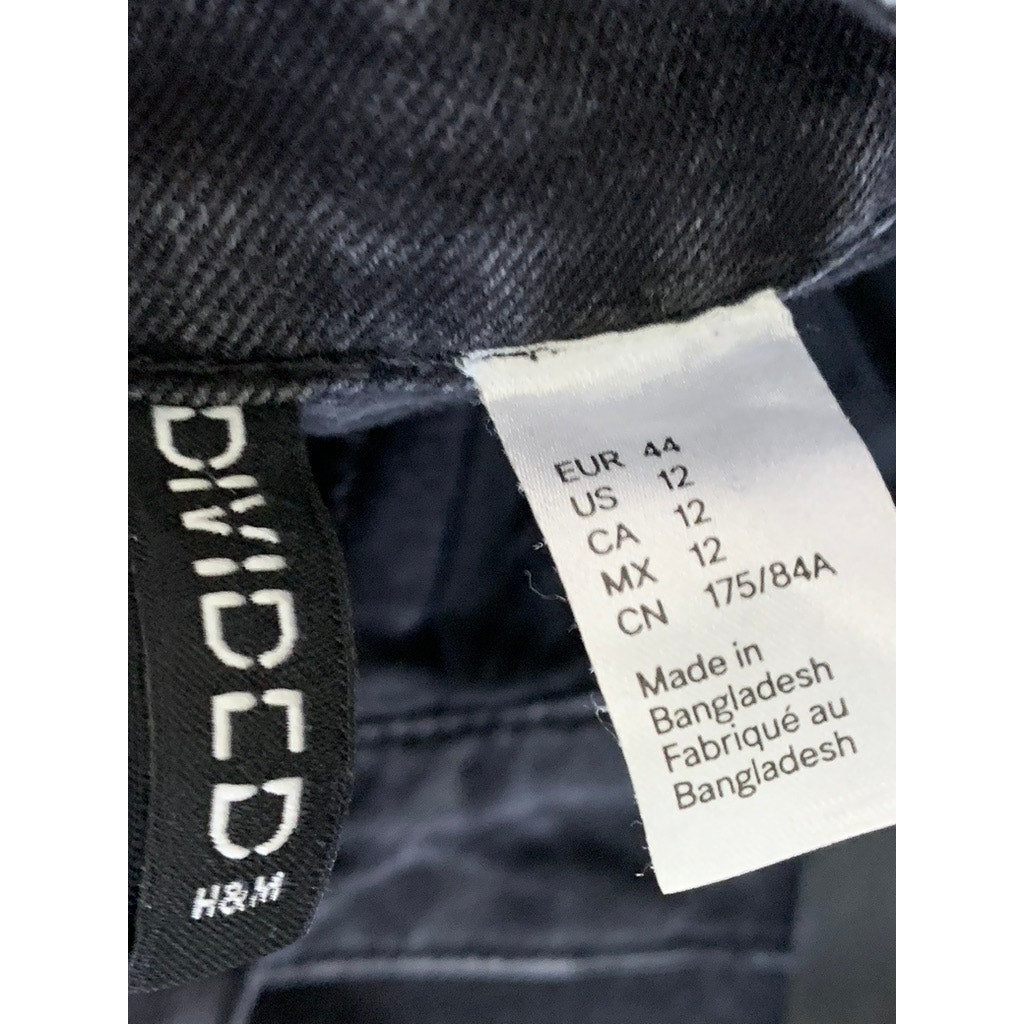 DIVIDED By H&M Women's Black Solid Raw-Hem Skinny-Leg Five-Pocket Jean SZ 12