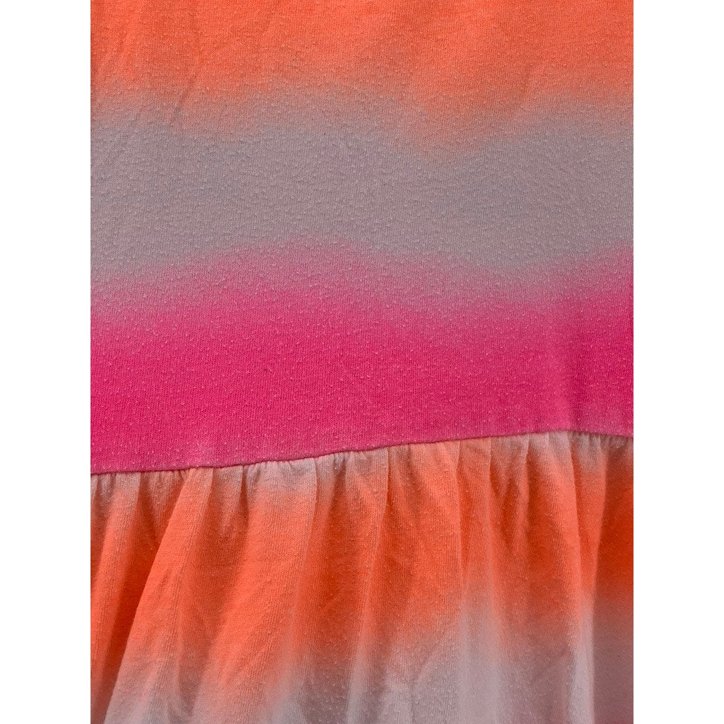 TOTAL GIRL Girls' White-Orange Striped Tie-Waist Tank Dress SZ S(7-8)