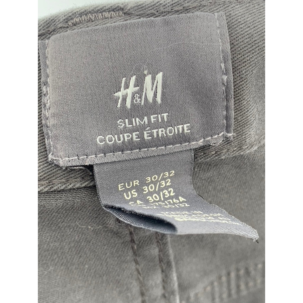 H&M Men's Charcoal Gray Slim-Fit Regular-Fit Five Pocket Jeans SZ 30X32