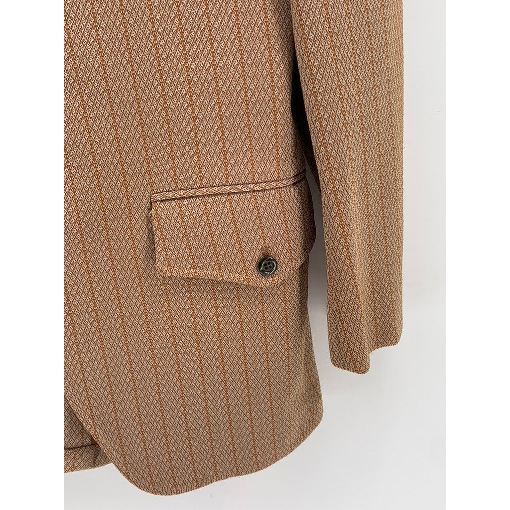 UNBRANDED Men's Brown Striped Two-Button Blazer SZ L
