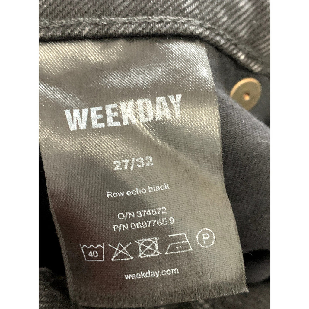 WEEKDAY Women's Echo Black Solid Row Five-Pocket Raw-Hem Straight Jean SZ 27/32