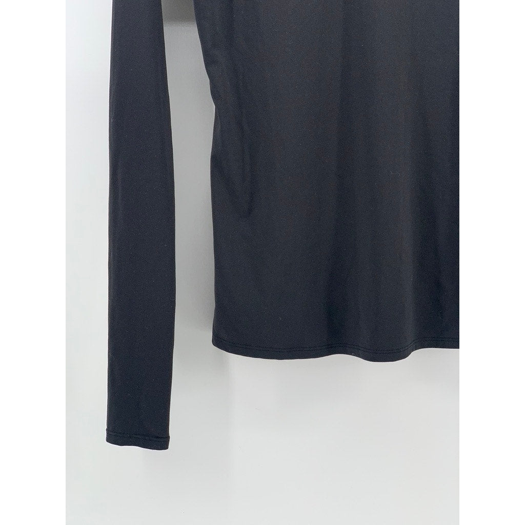 FABLETICS Women's Black High-Neck Kari Long Sleeve Square-Back Top SZ 2XS