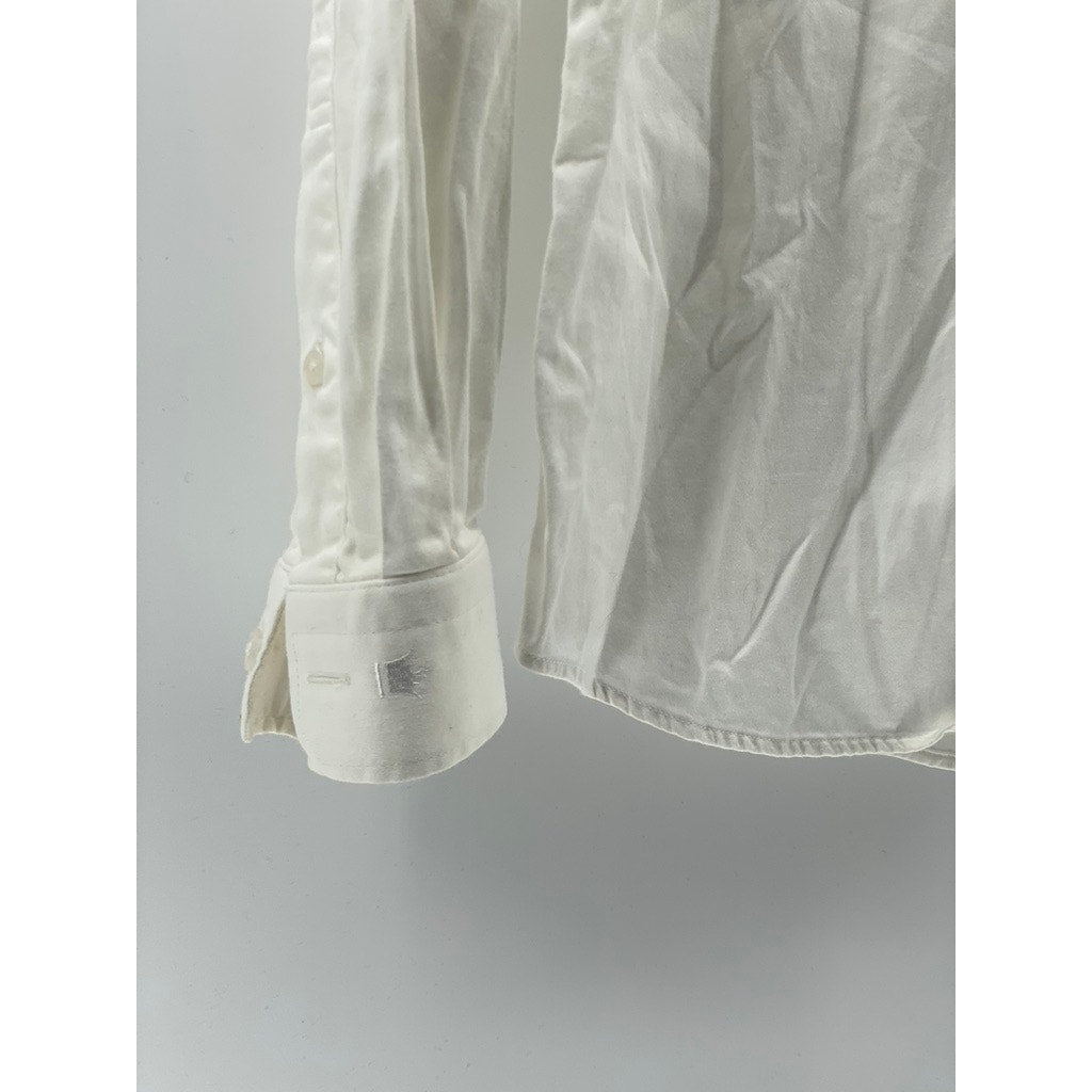 LOUIS PHILIPPE Men's White Solid Button-Up Slim-Fit Long Sleeve Shirt SZ S