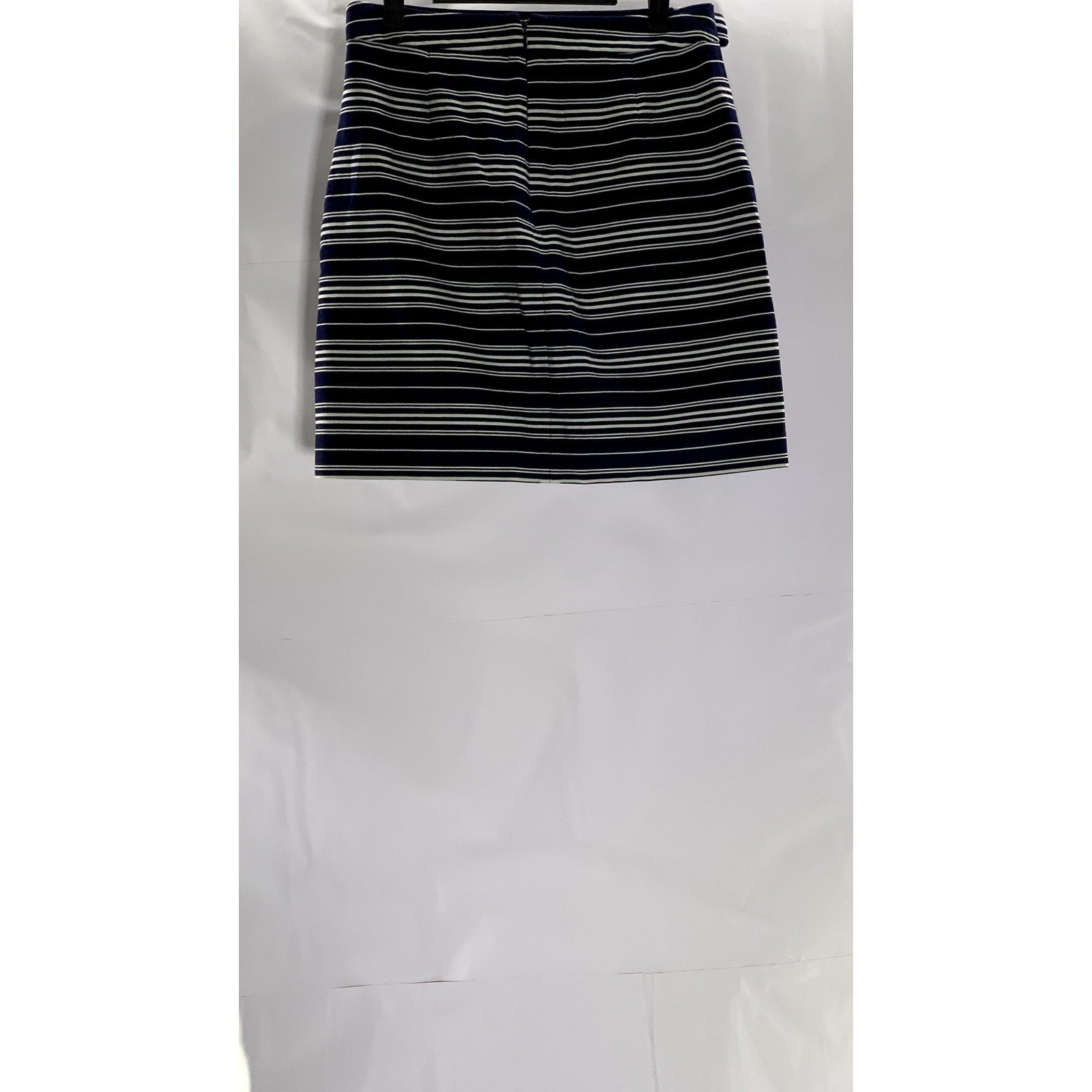 LOFT Women's Blue/White Striped Button Detail Lined Cotton-Blend Mini Skirt SZ 2
