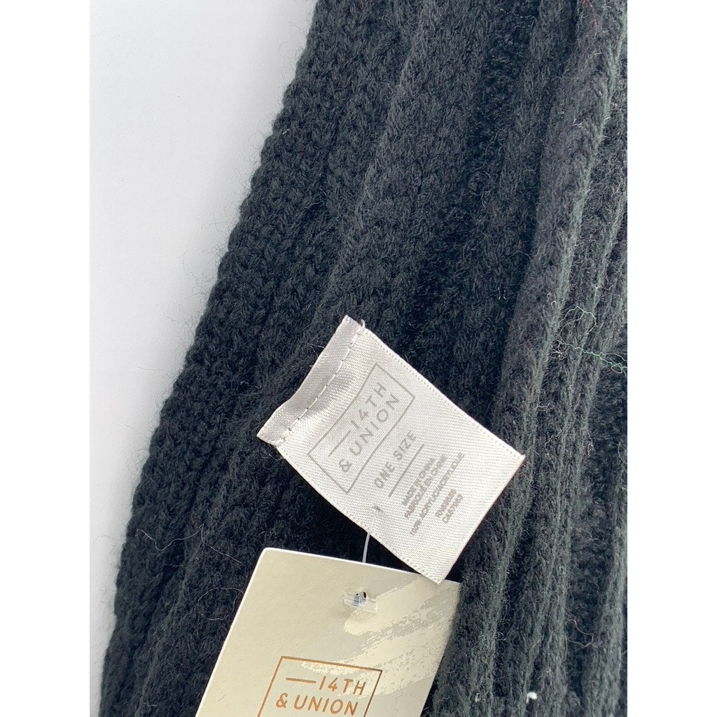 14TH & UNION Women's Black Crochet Cable Knit Scarf Shawl