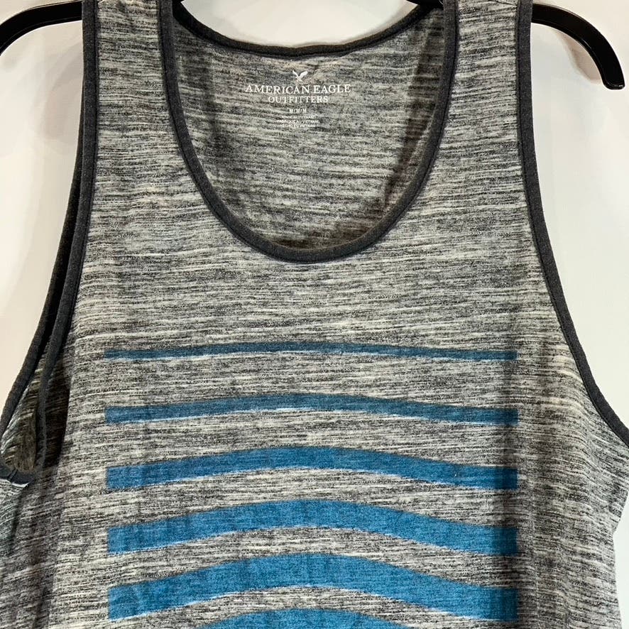AMERICAN EAGLE OUTFITTERS Men's Gray Heather Printed Scoop-Neck Tank SZ M