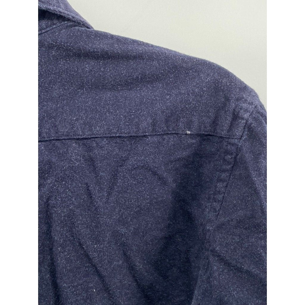 UNBRANDED Men's Navy Solid Regular-Fit Button-Up Long Sleeve Shirt SZ M