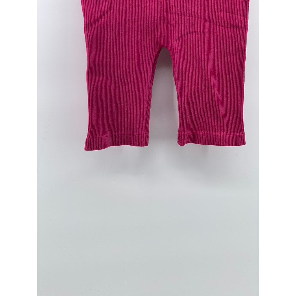 ZARA Women's Fuchsia Ribbed Contour Pull-On Biker Shorts SZ XS-S