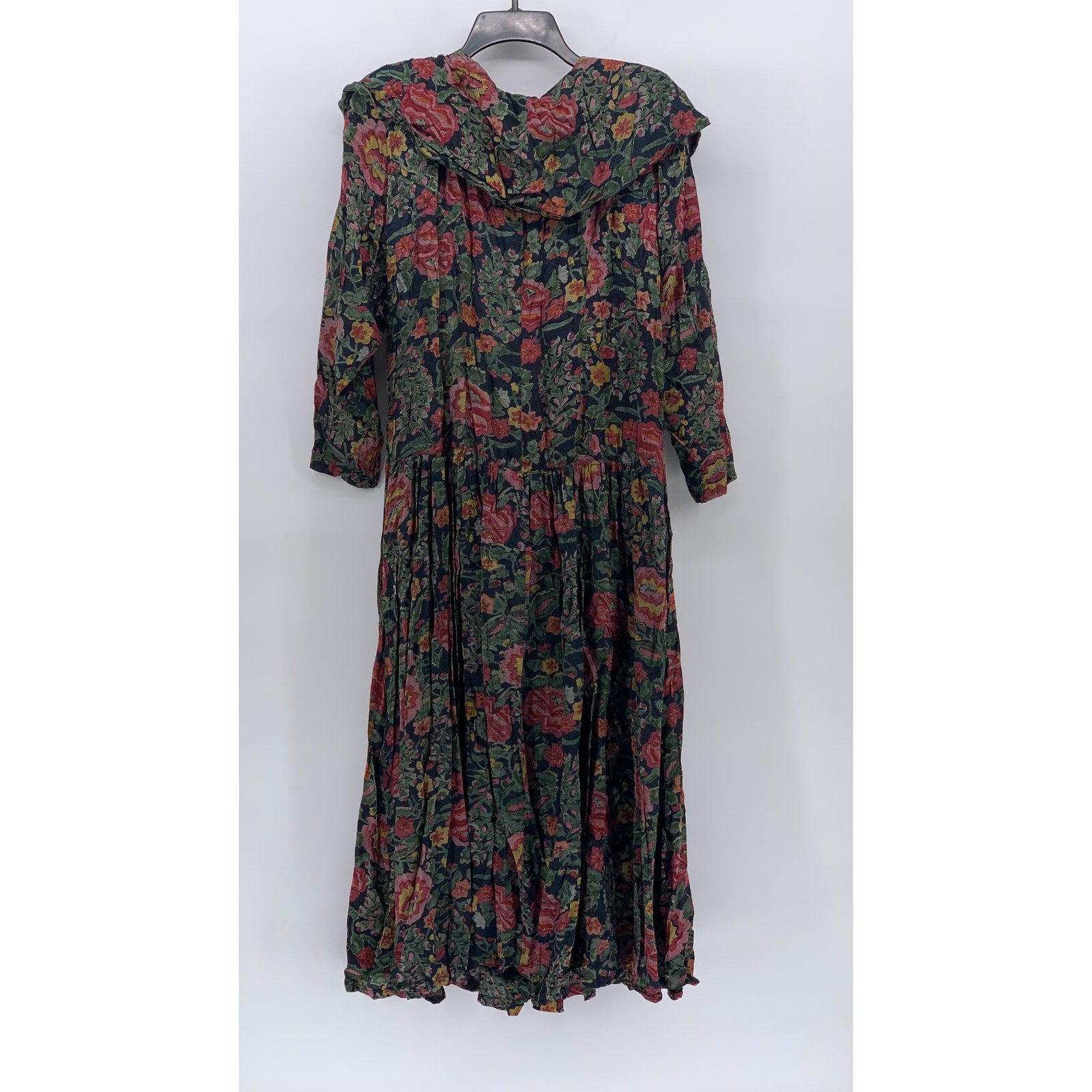 PASSPORTS OF PIER 1 IMPORTS Women's Vintage Green Floral Long Sleeve Dress SZ L