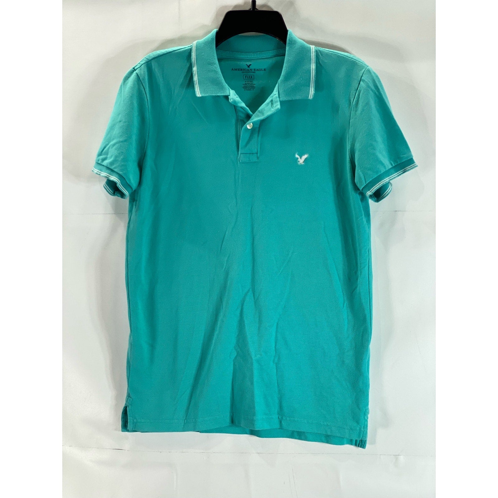 AMERICAN EAGLE OUTFITTERS Men's Aqua Flex Classic-Fit Short Sleeve Polo SZ S