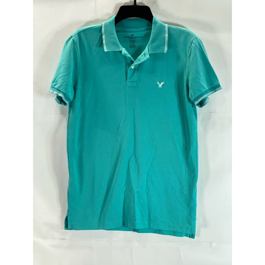 AMERICAN EAGLE OUTFITTERS Men's Aqua Flex Classic-Fit Short Sleeve Polo SZ S