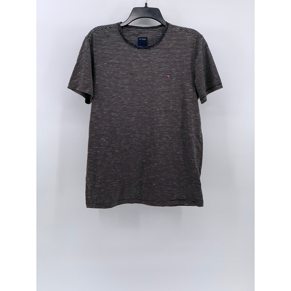 LP JEANS Men's Navy-White Striped Crewneck Casual Short Sleeve T-Shirt SZ M
