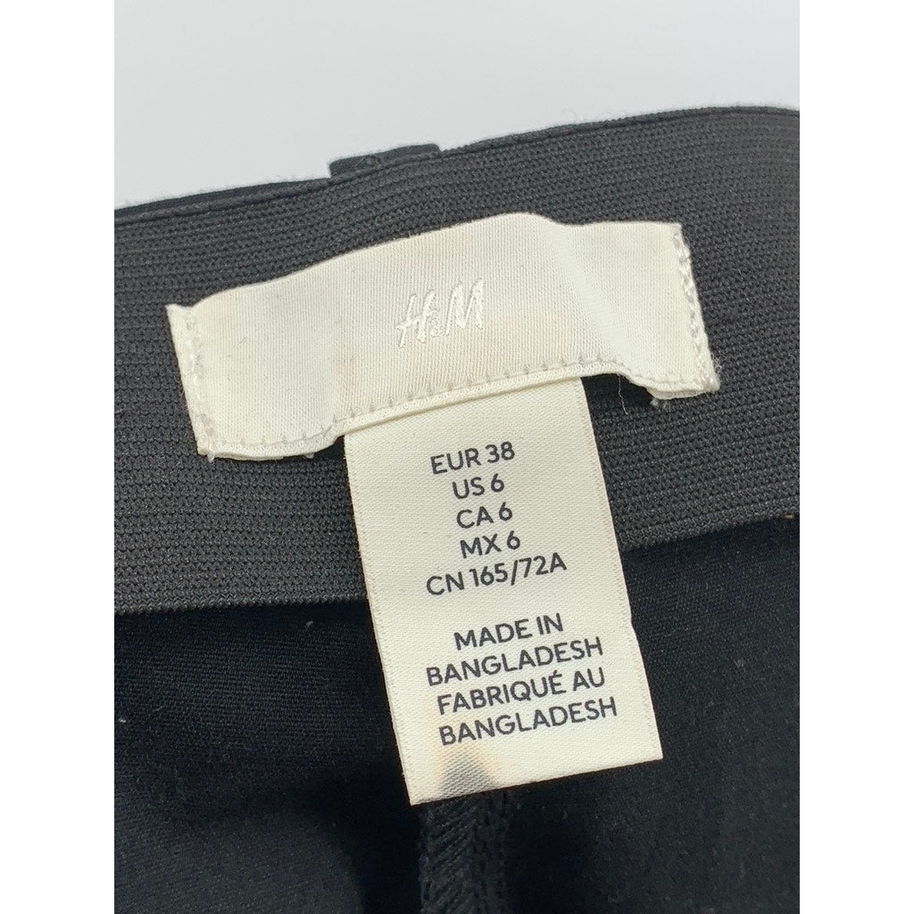H&M Women's Black Solid Mid-Rise Skinny-Leg Pants SZ 6